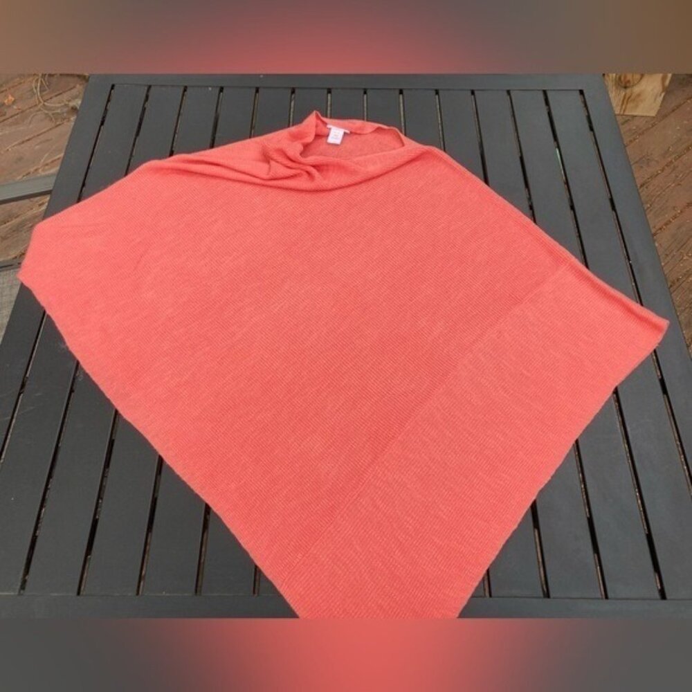 J Jill, Ladies Linen blend‎ knit peachy orange flowy poncho, one size